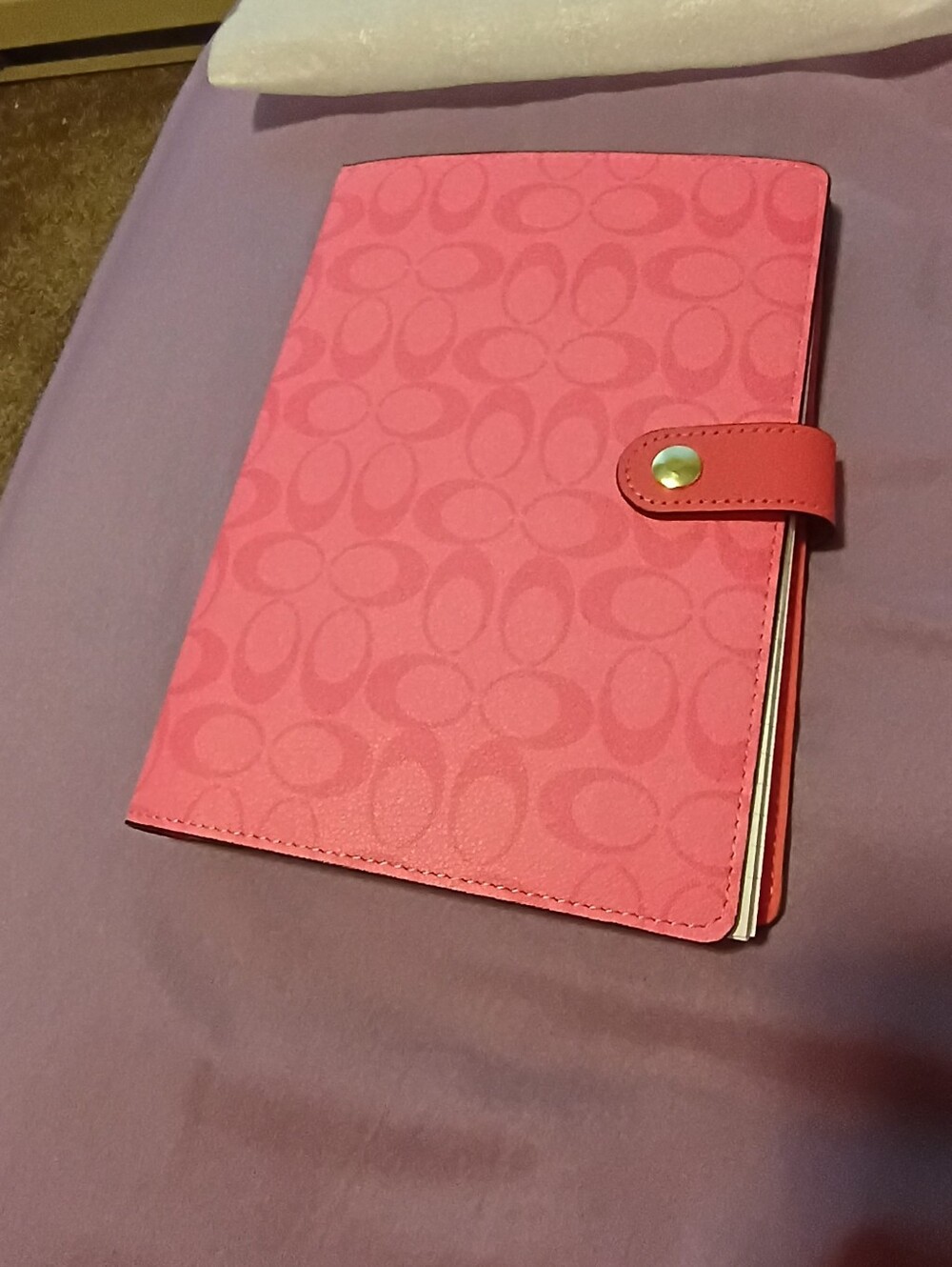 Coach Signature Canvas Notebook Cover Planner Pink Monogram